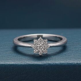 Sterling Silver Floral Cluster Diamond Ring