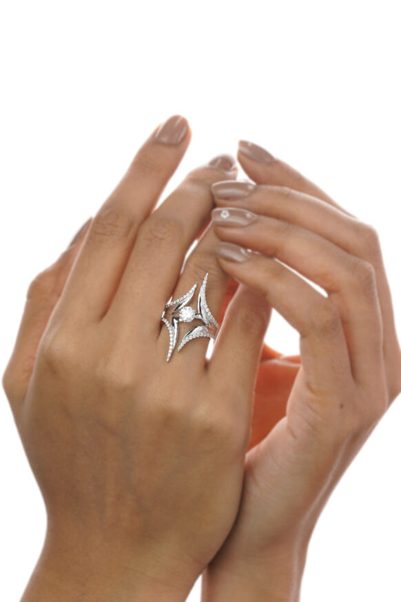 Eternal Curve 0.95 ct Moissanite Bypass Ring – Sterling Silver” - Image 2