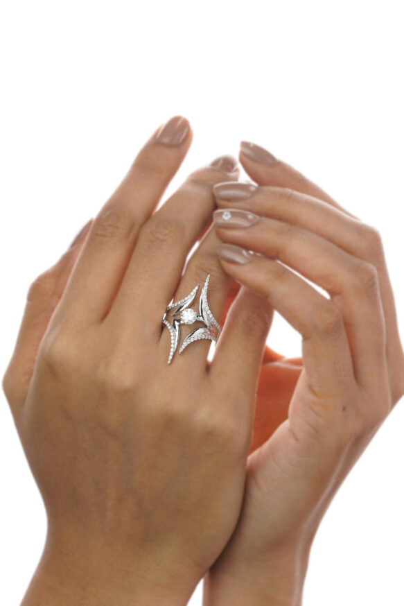 Eternal Curve 0.95 ct Moissanite Bypass Ring – Sterling Silver” - Image 2