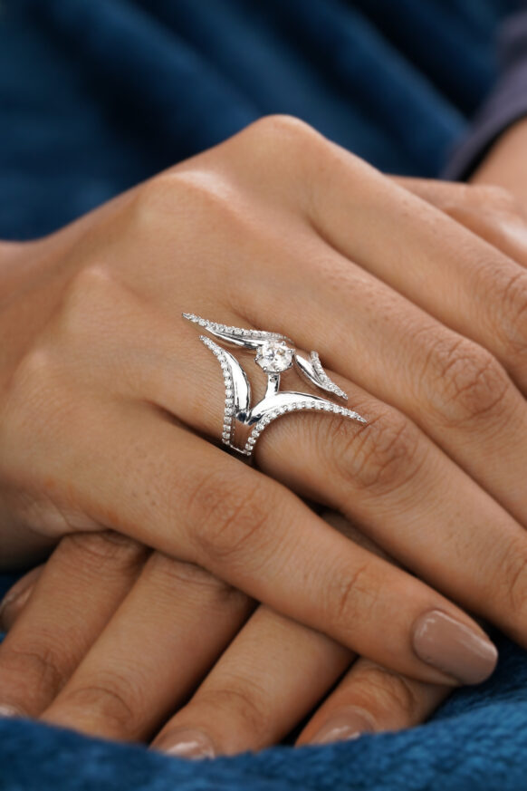 Eternal Curve 0.95 ct Moissanite Bypass Ring – Sterling Silver” - Image 3