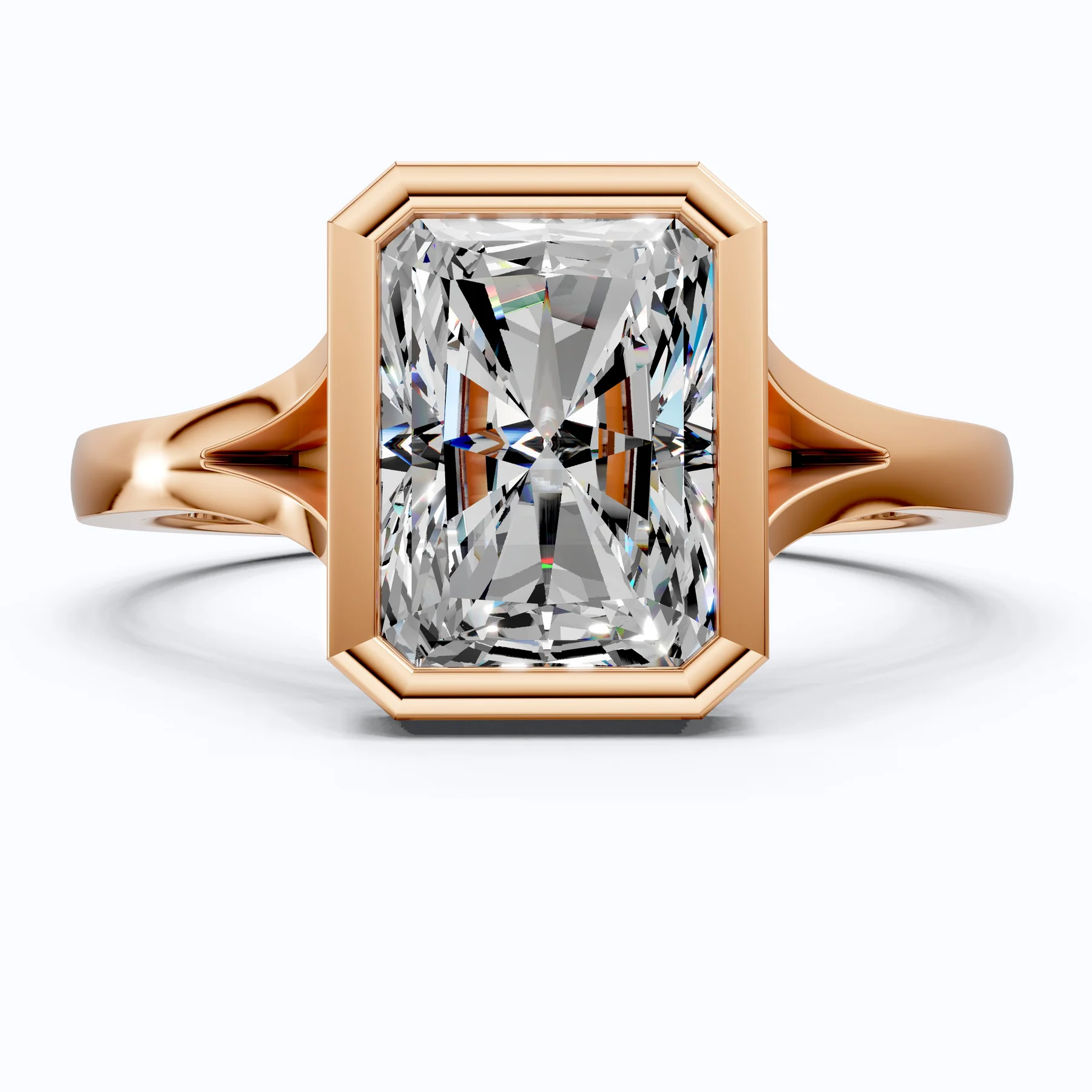 Modern Bezel Set Rectangle Solitaire Engagement Ring