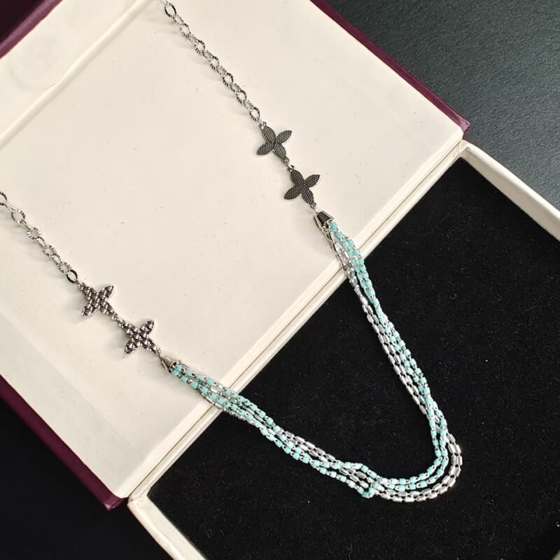 The Aqua Bloom  Beaded Necklace