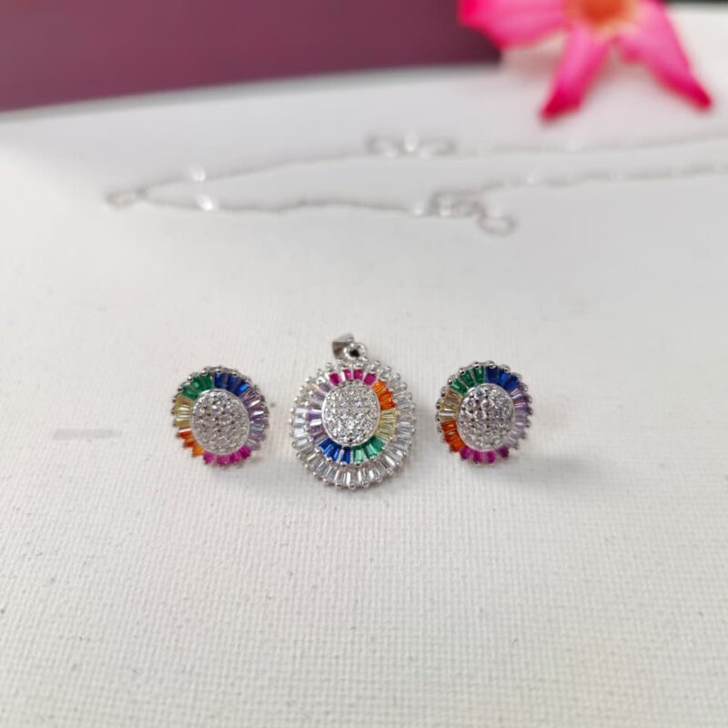The Rainbow Radiance Pendant & Earring Set