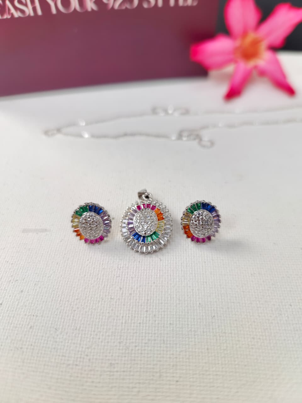 The Rainbow Radiance Pendant & Earring Set