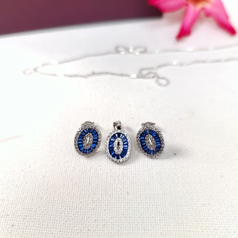 The Sapphire Aura Pendant & Earring Set