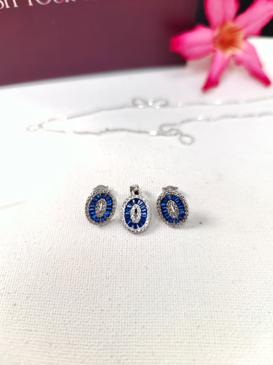 The Sapphire Aura Pendant & Earring Set