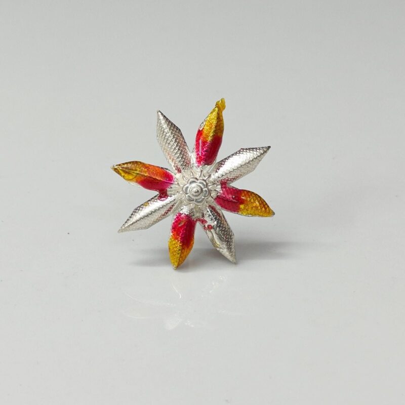 Radiant Starburst Silver Puja Flower