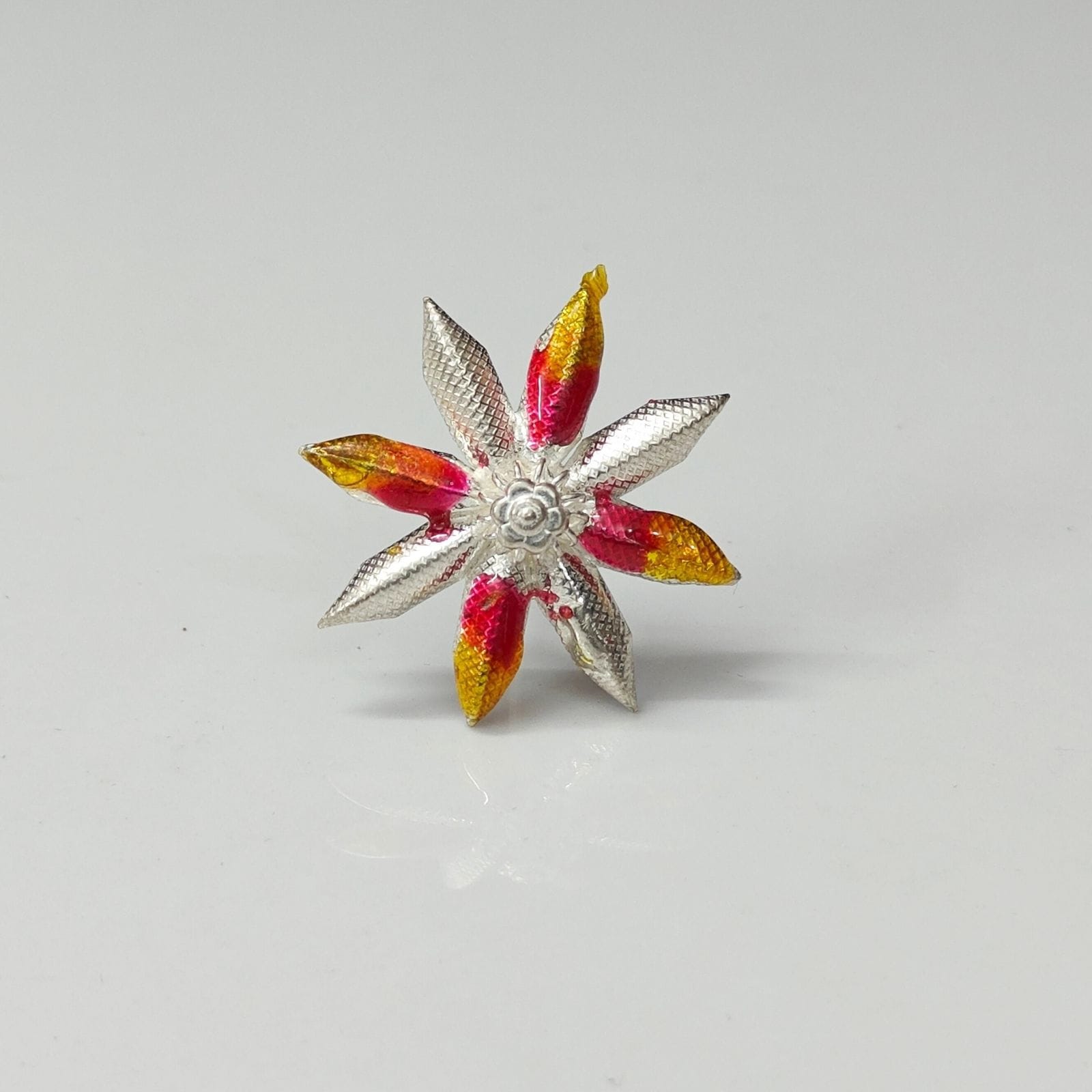 Radiant Starburst Silver Puja Flower