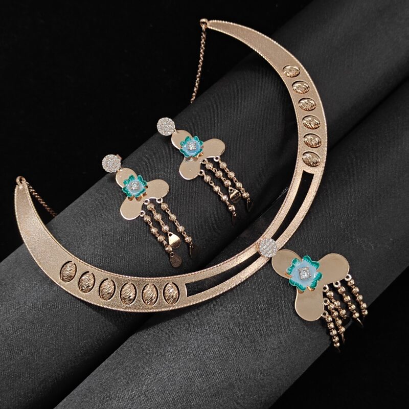 Floral Charm 925 Silver Necklace Set