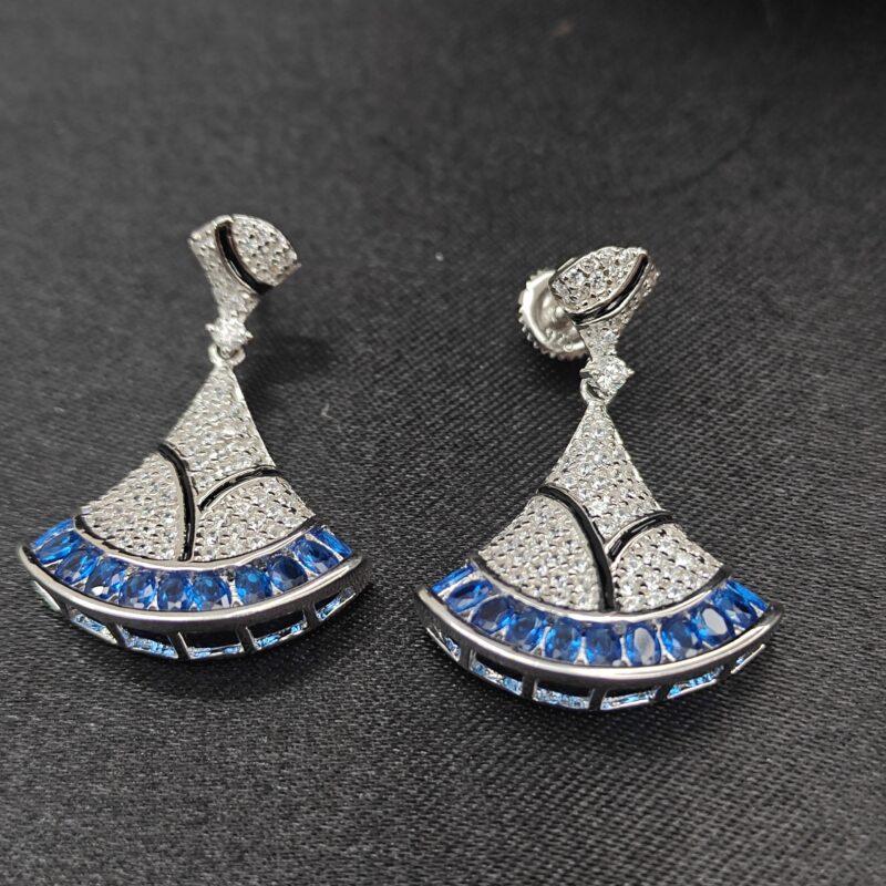 Blue Stone Fan Earrings