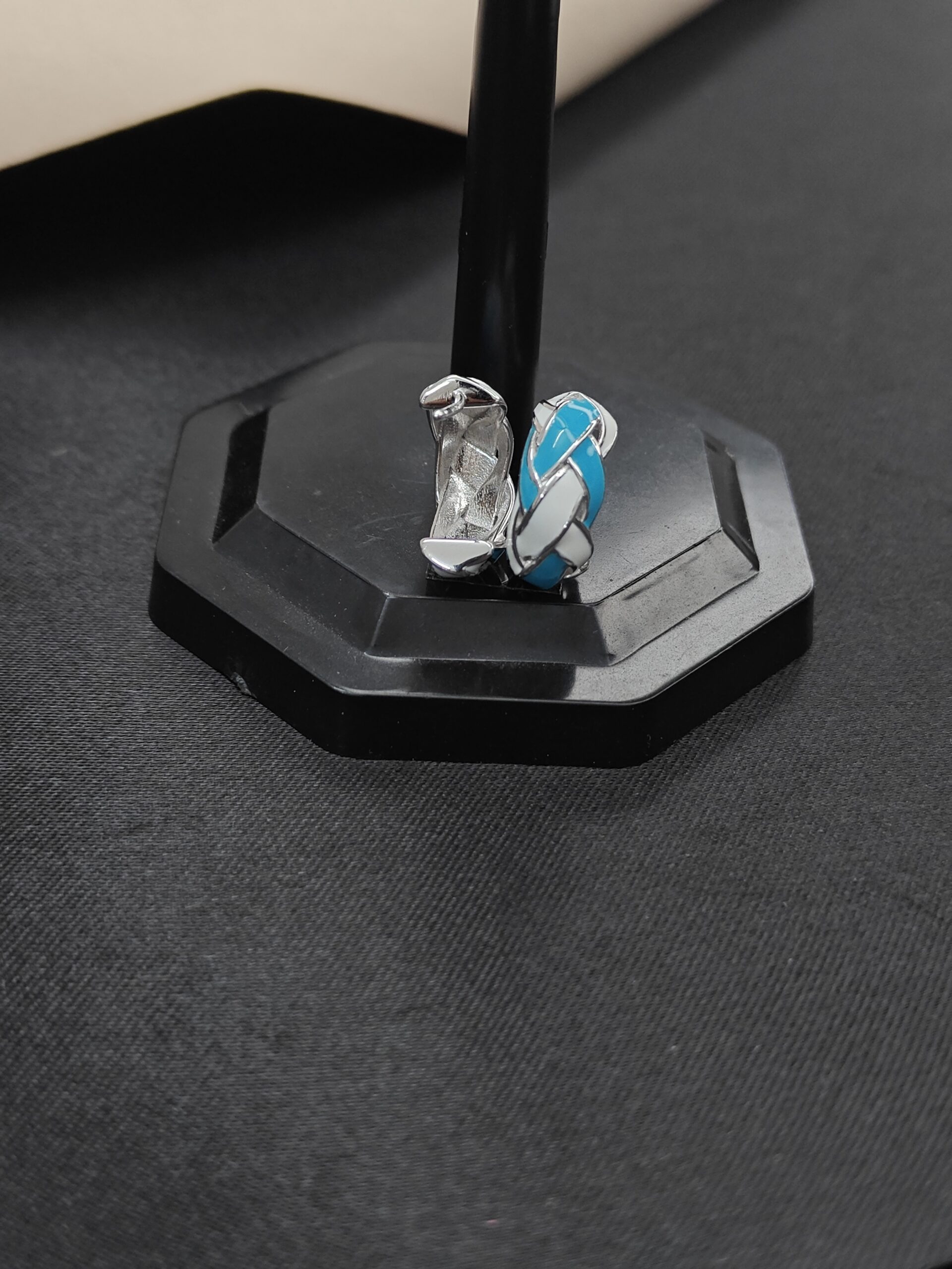 Blue & White Braided Hoop Earrings