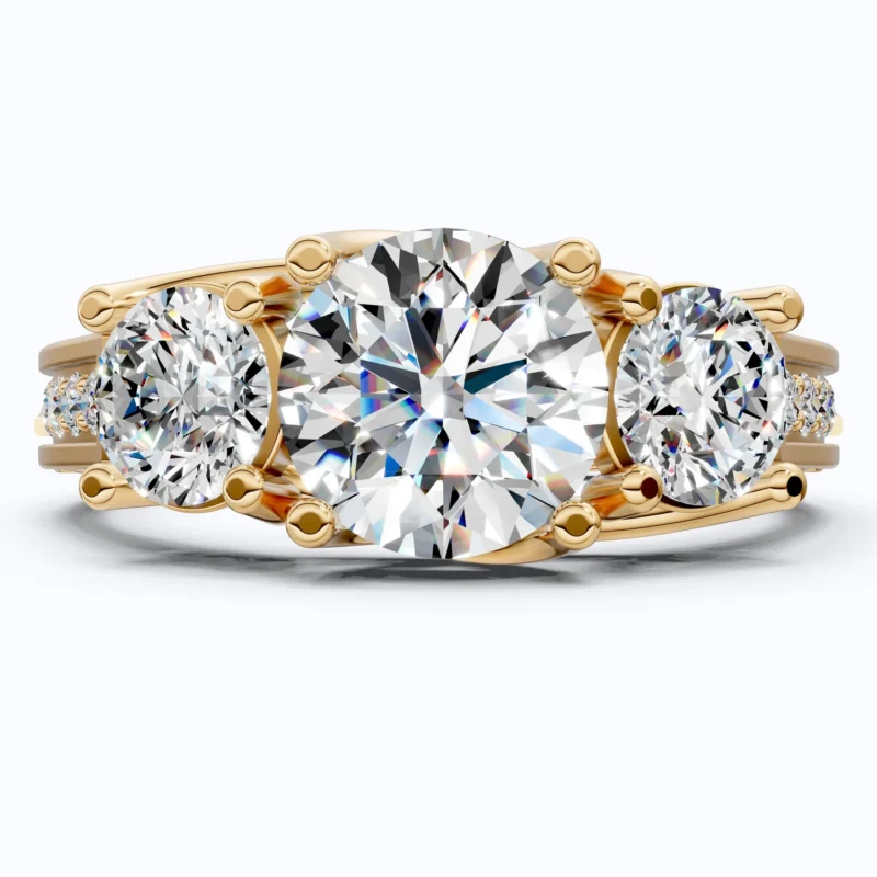 Vintage Three Stone Pave Filigree Engagement Ring