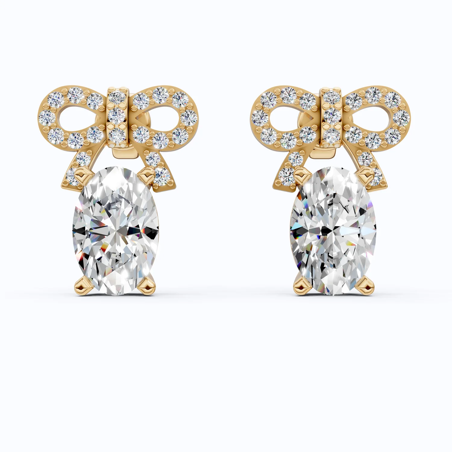 Luxury Ribbon Bow Pavé Oval Stud Earrings