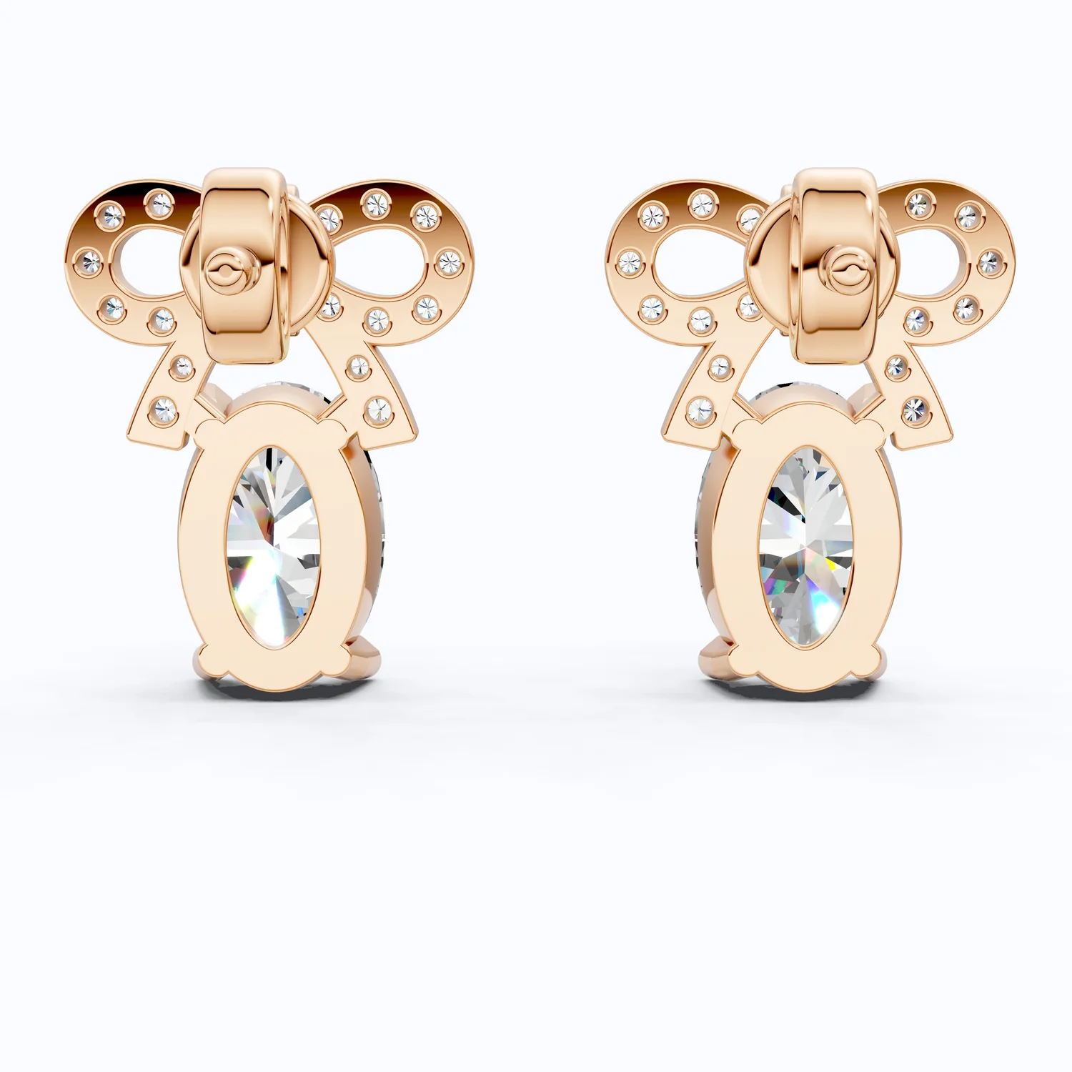 Luxury Ribbon Bow Pavé Oval Stud Earrings