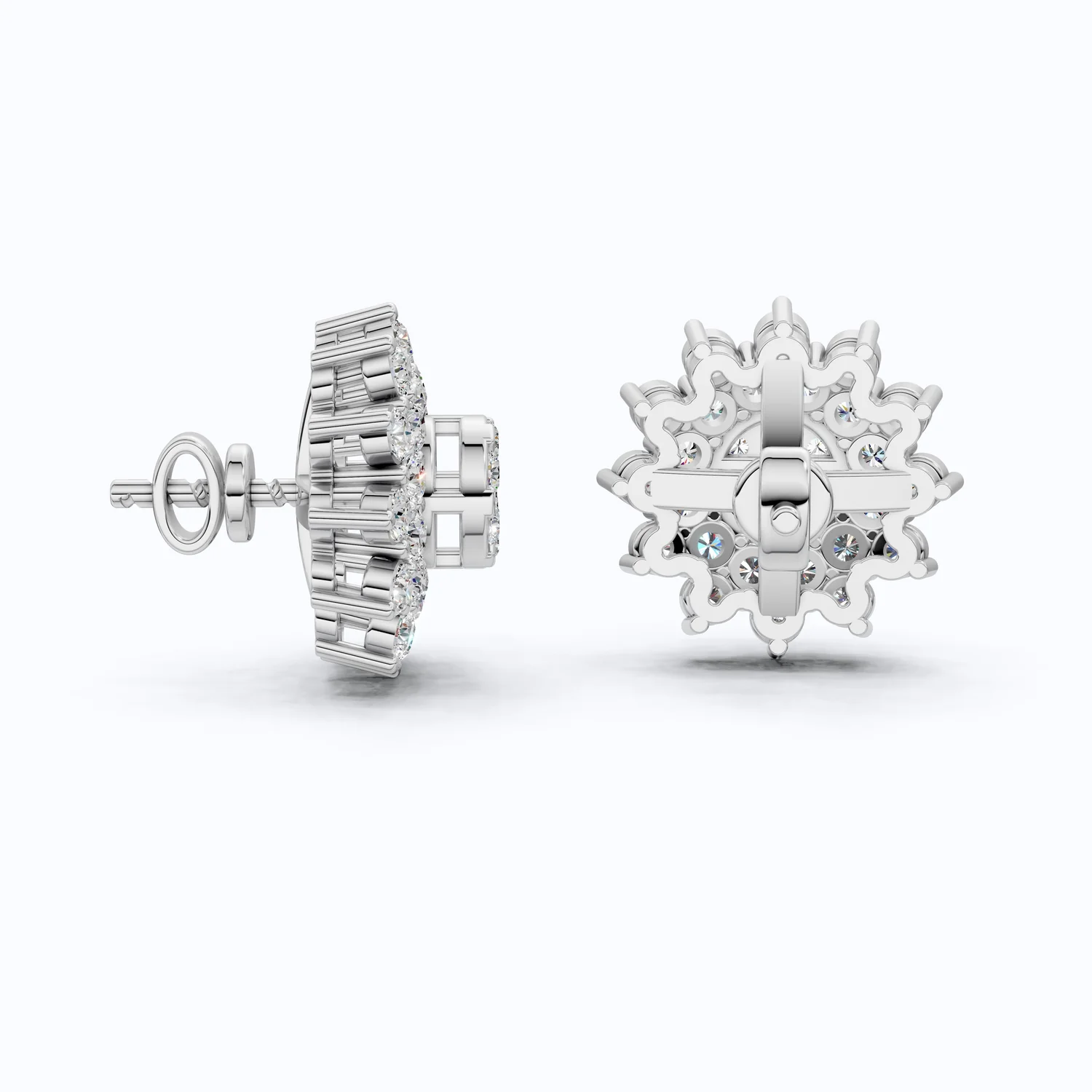 Round Cluster Sunflower Halo Studs Wedding Earrings