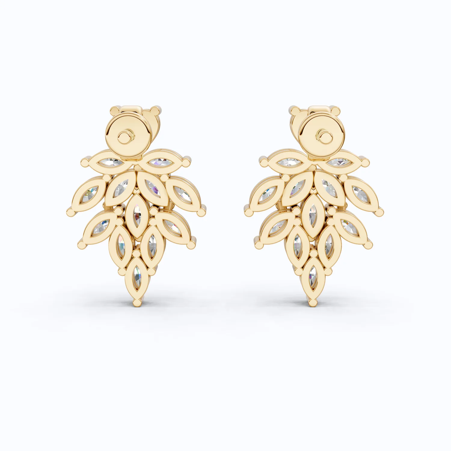 Heart Top Marquise Leaf Cluster TearDrop Wedding Earrings