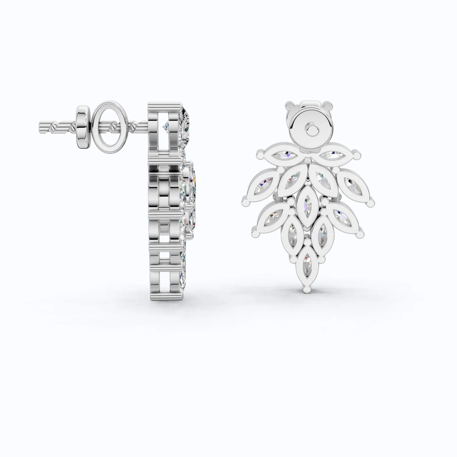 Heart Top Marquise Leaf Cluster TearDrop Wedding Earrings