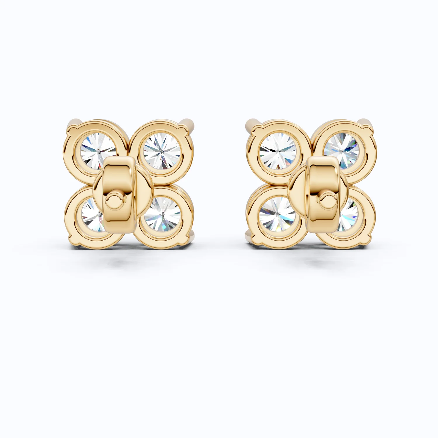 Minimalist Four Stone Floral Cluster Studs Earrings