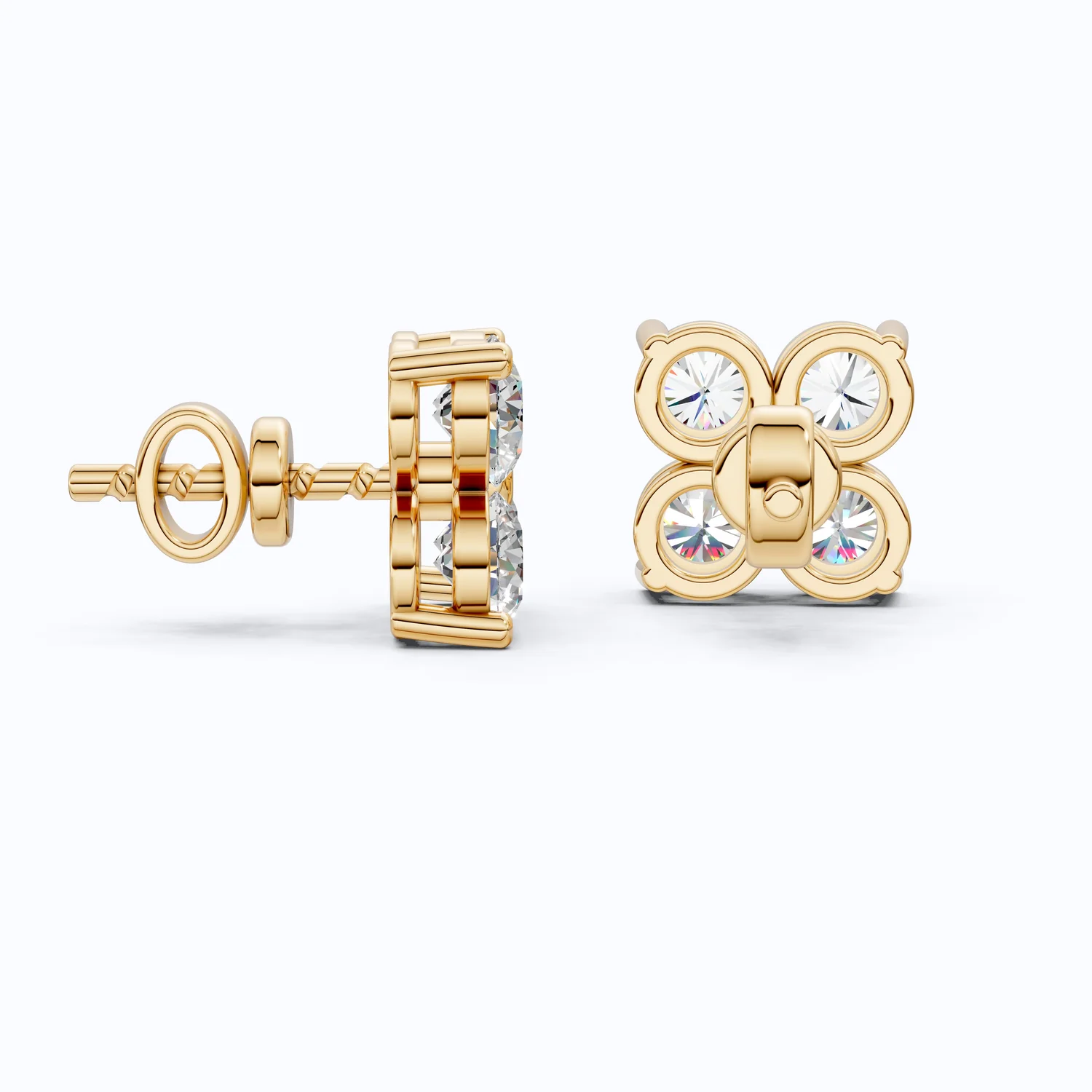 Minimalist Four Stone Floral Cluster Studs Earrings