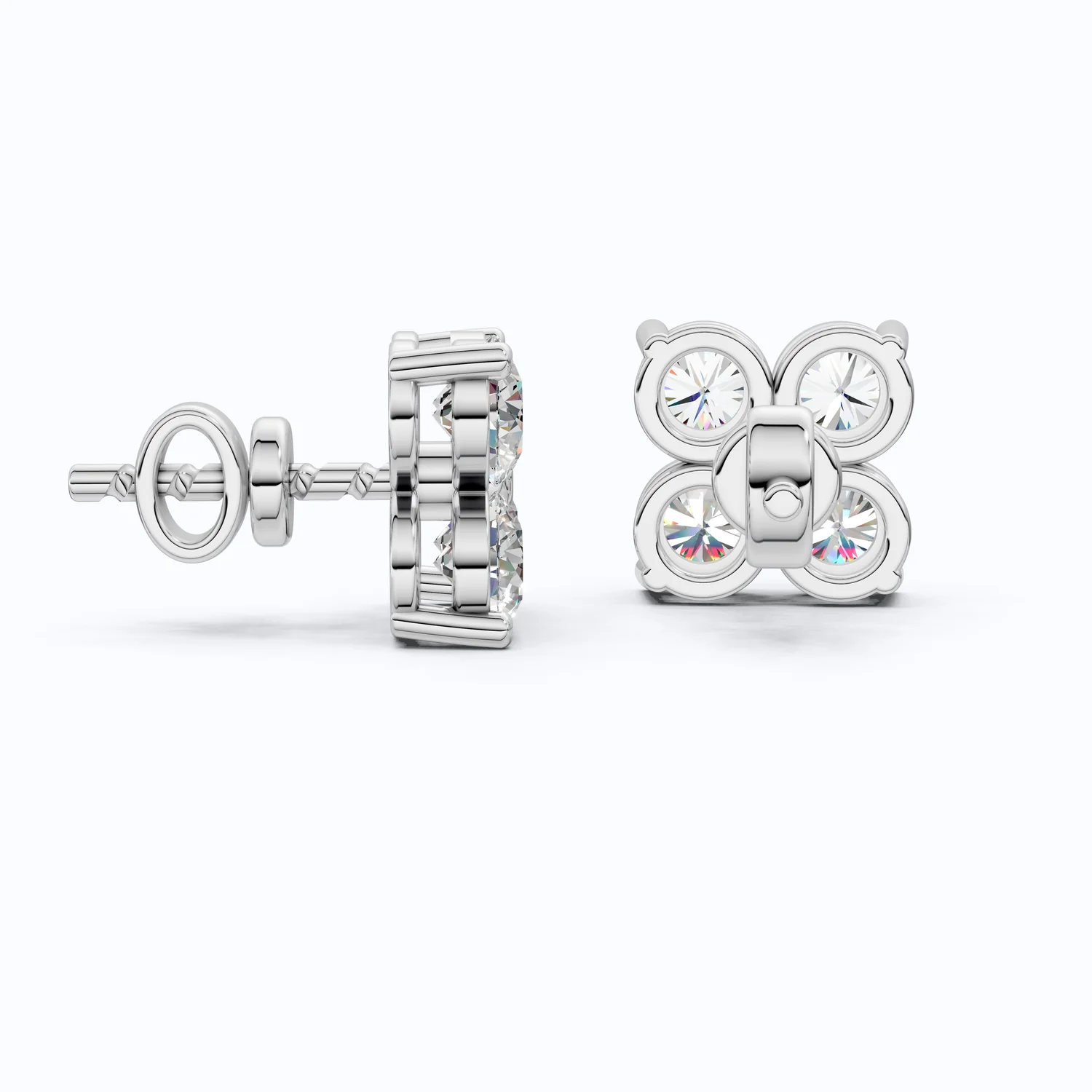 Minimalist Four Stone Floral Cluster Studs Earrings