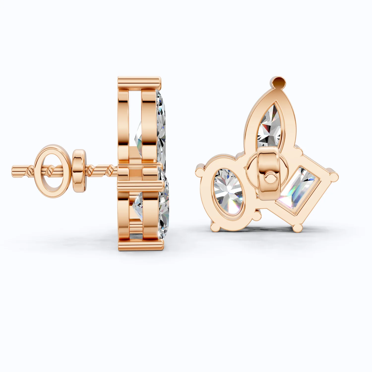 Three Stone Cluster Wedding Earrings