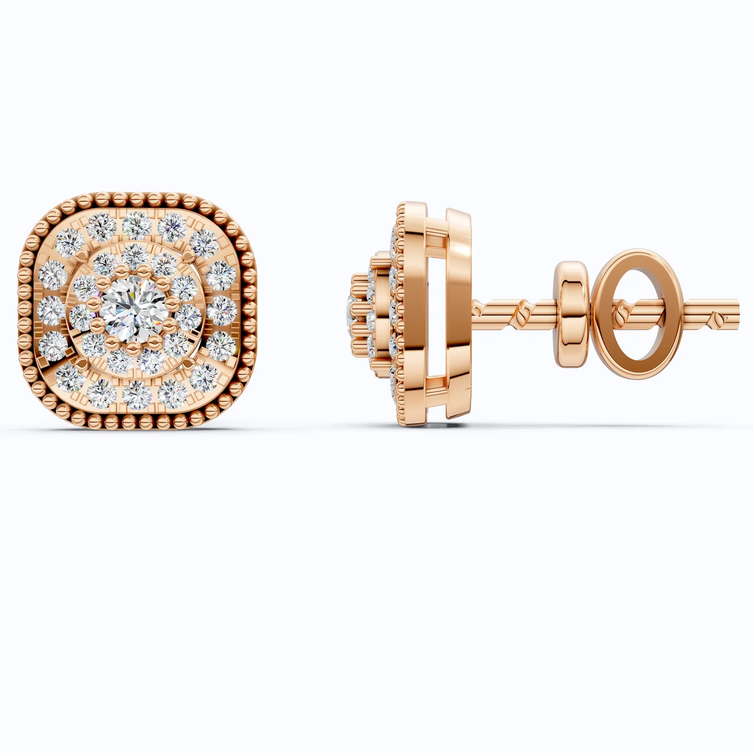 Vintage Cushion Halo Double Layer Cluster Wedding Earrings