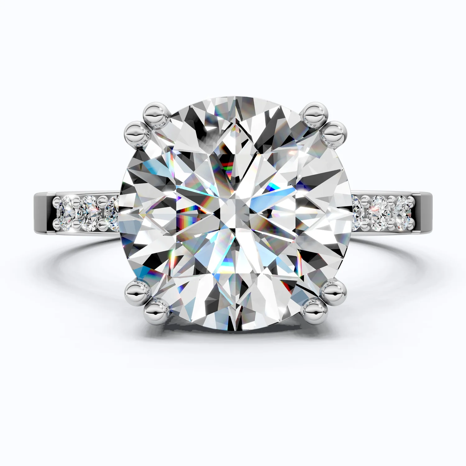 Modern Solitaire Pave Engagement Ring