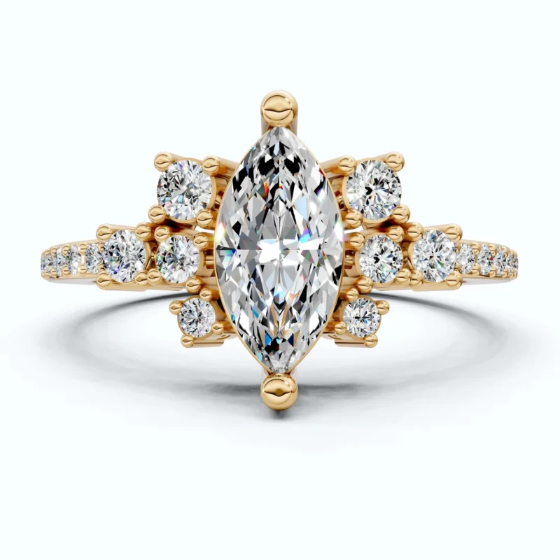 Marquise Cluster Halo Pave Engagement Ring