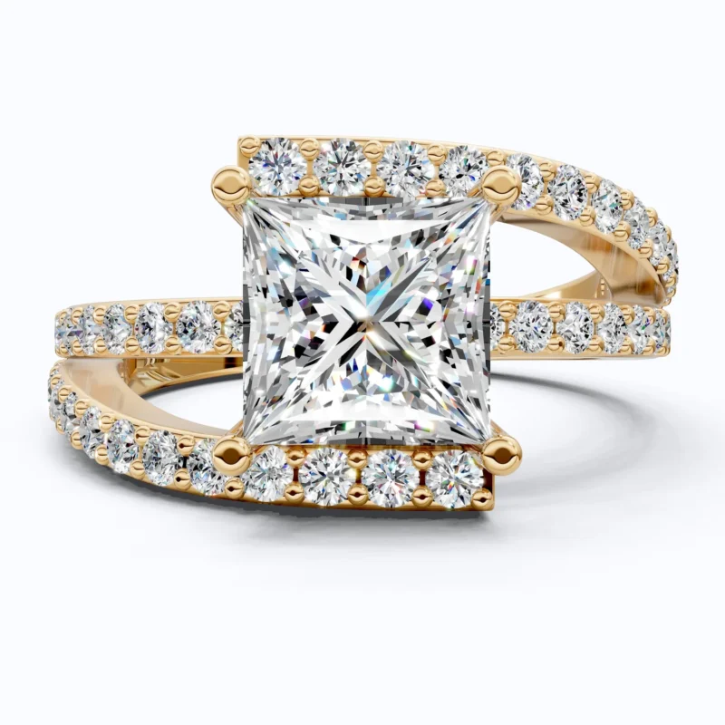 Modern Halo Split Shank Bypass Engagement Ring