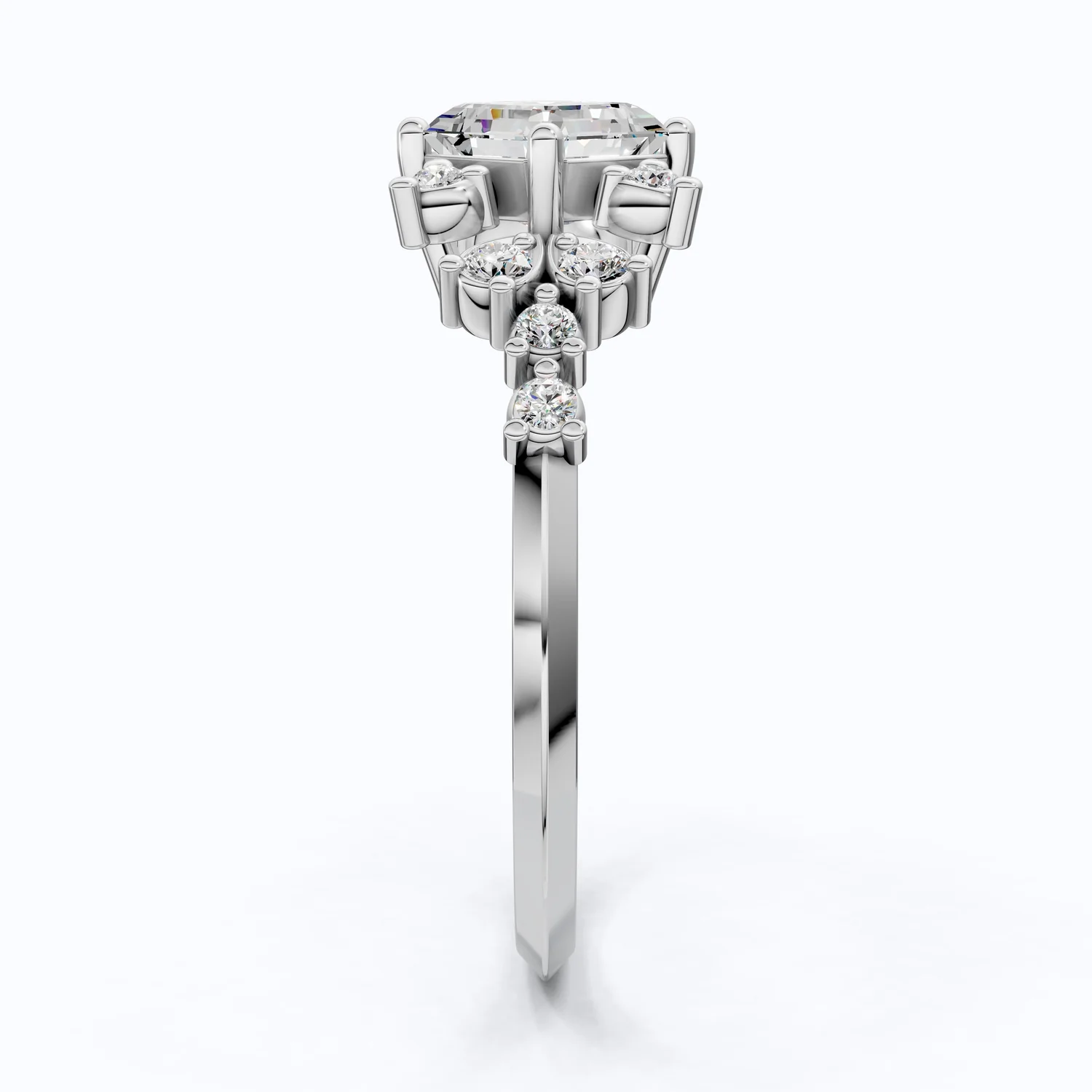 Unique Halo Cluster Engagement Ring