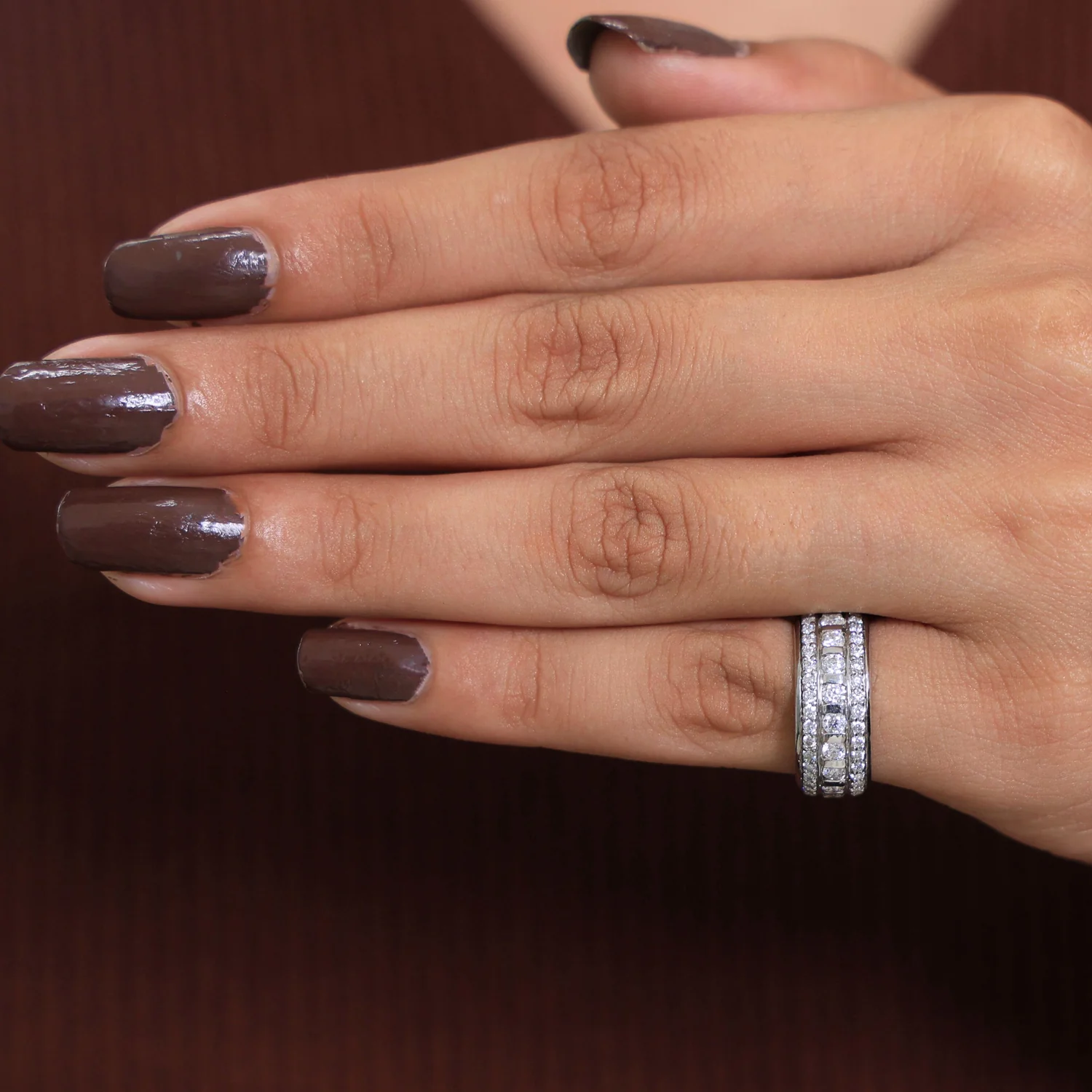 Contemporary Triple Row Eternity Wedding