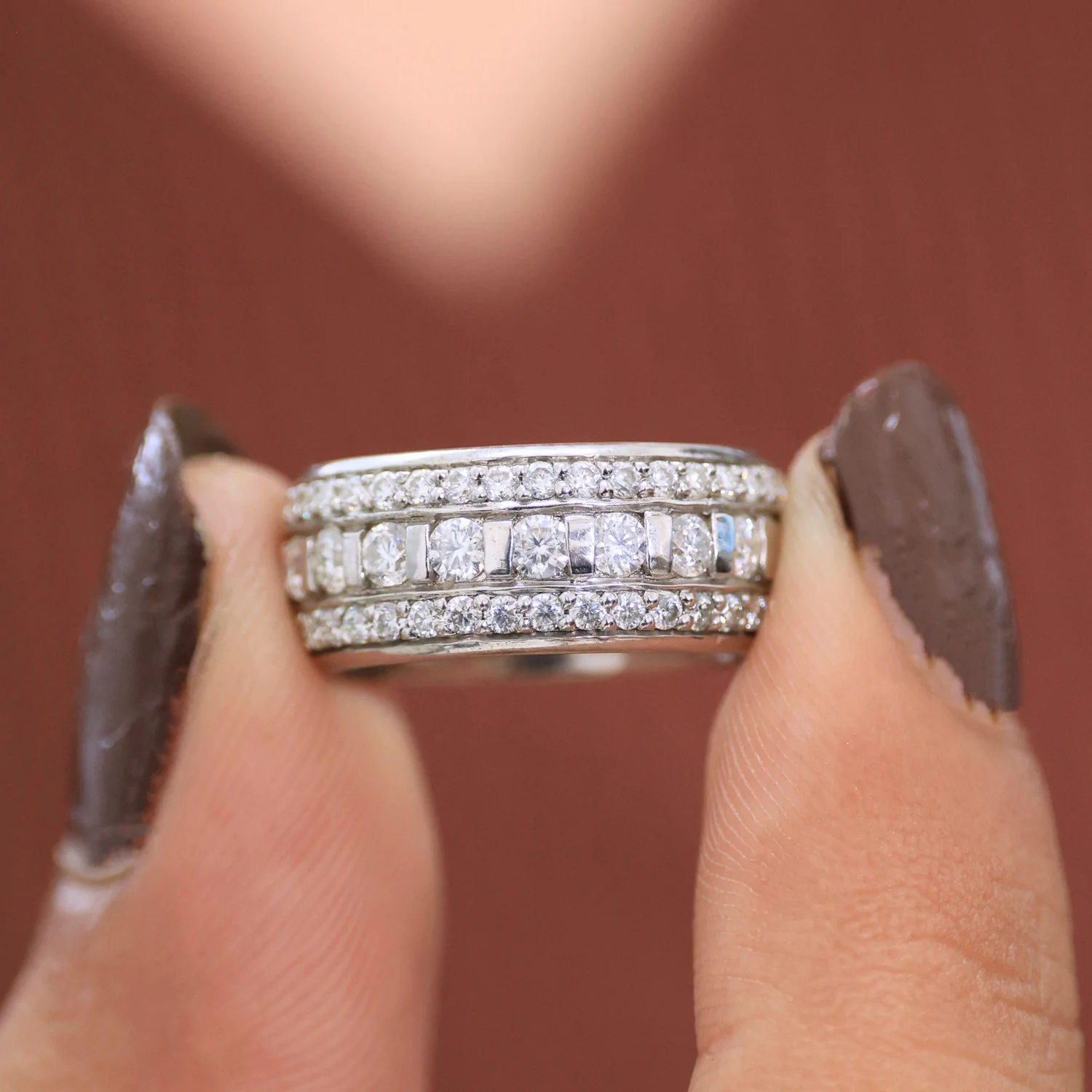 Contemporary Triple Row Eternity Wedding