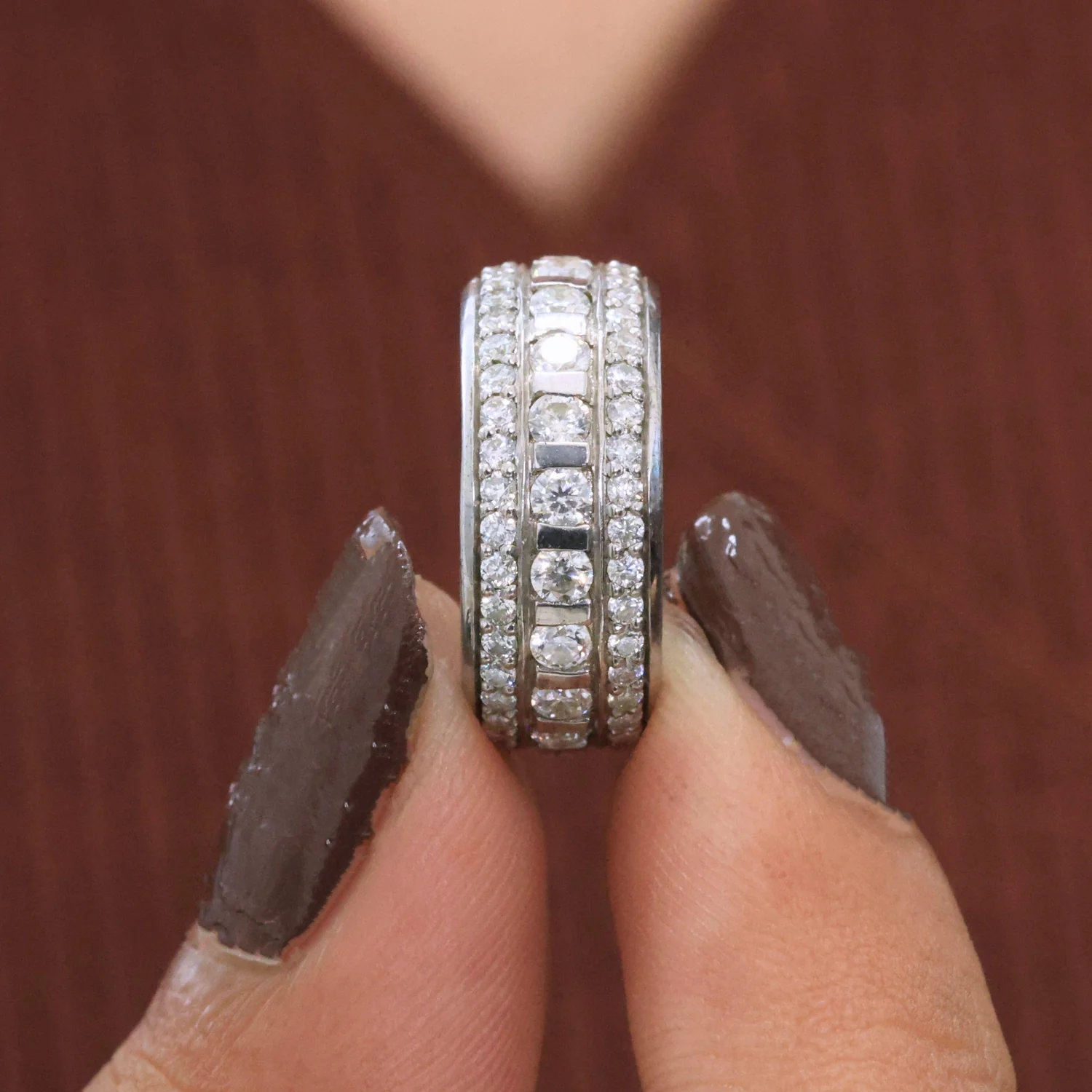 Contemporary Triple Row Eternity Wedding