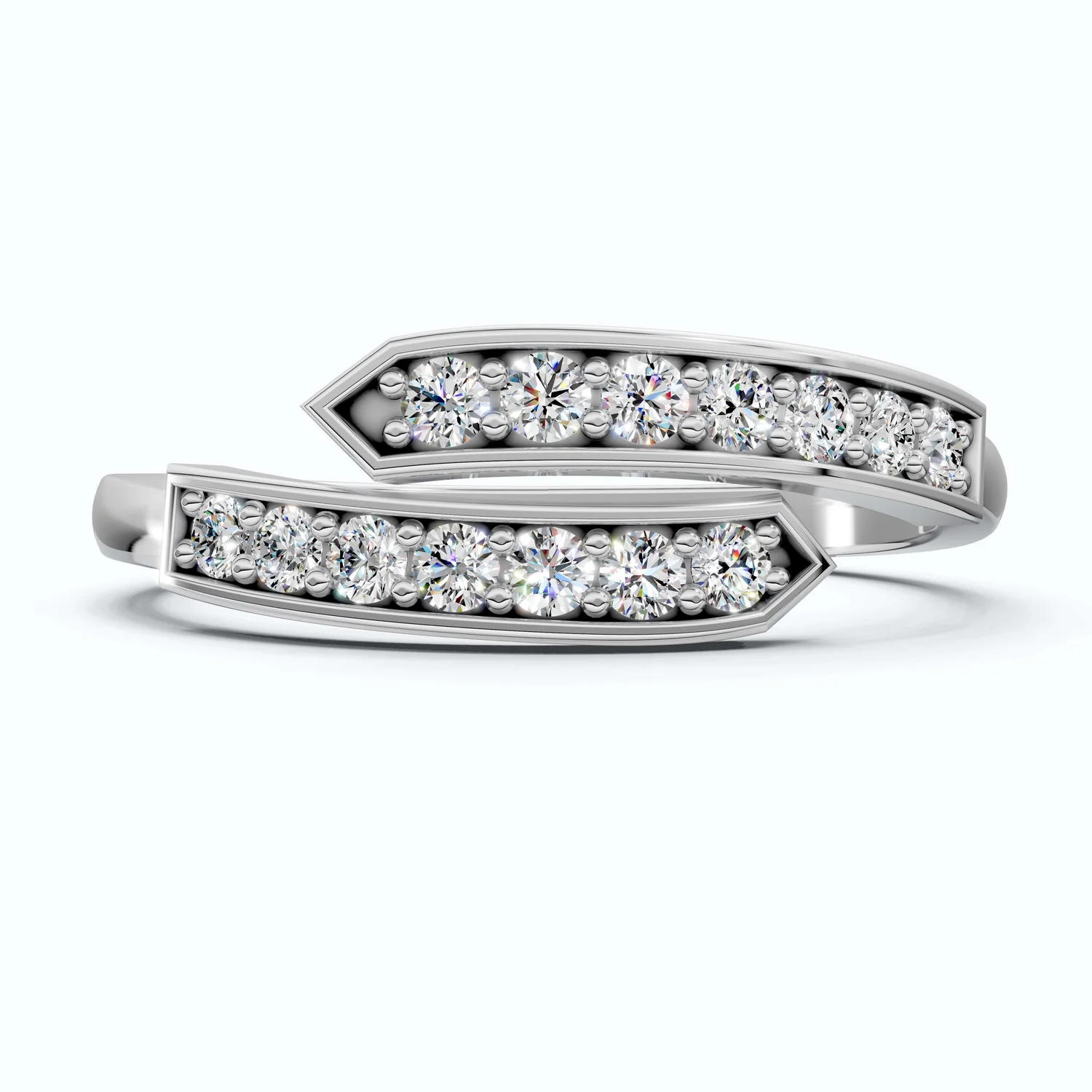 Unique Modern Bypass Pave Engagement Ring