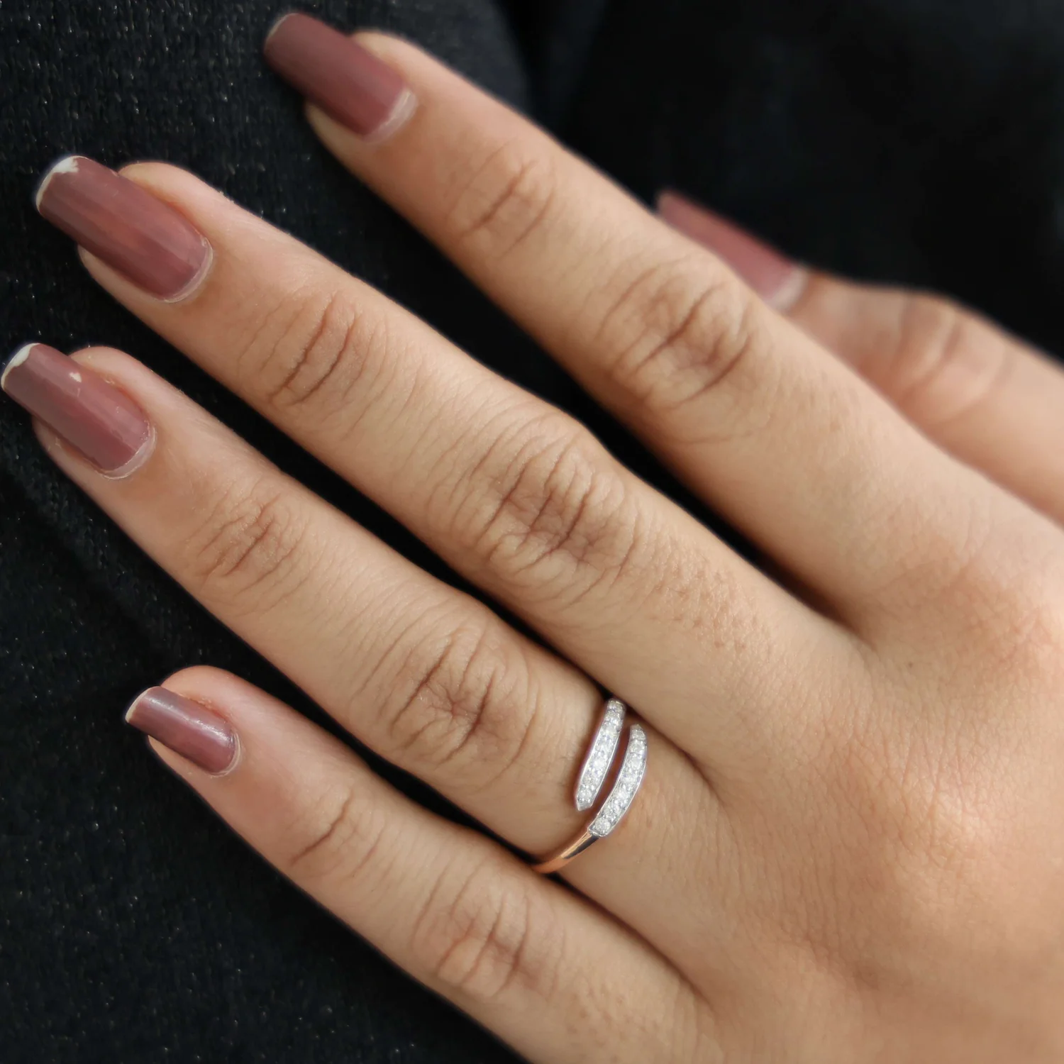 Unique Modern Bypass Pave Engagement Ring