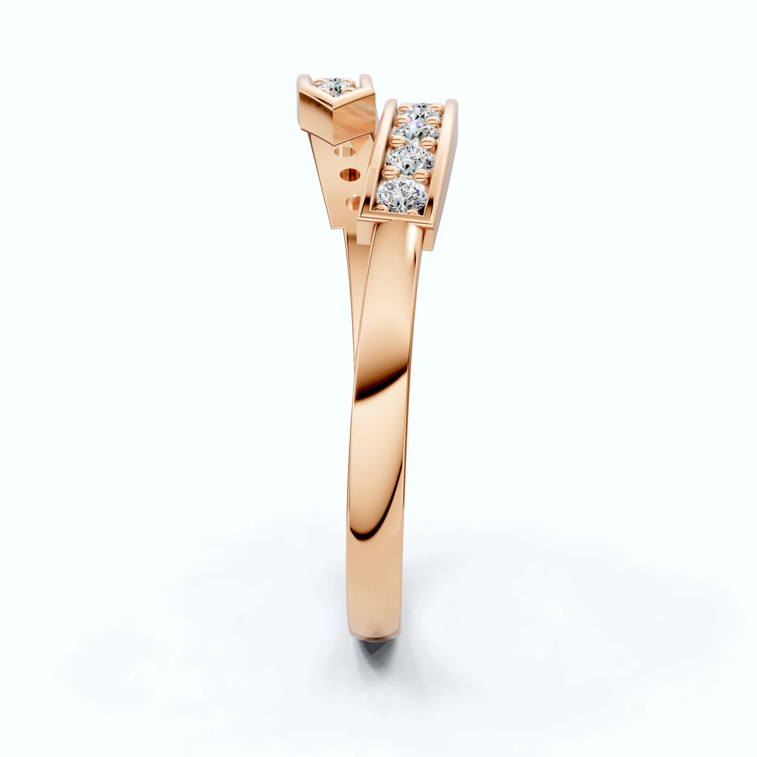 Unique Modern Bypass Pave Engagement Ring