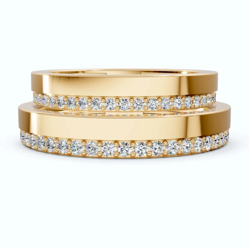 Elegant Flat Edge Eternity Couple Wedding Rings