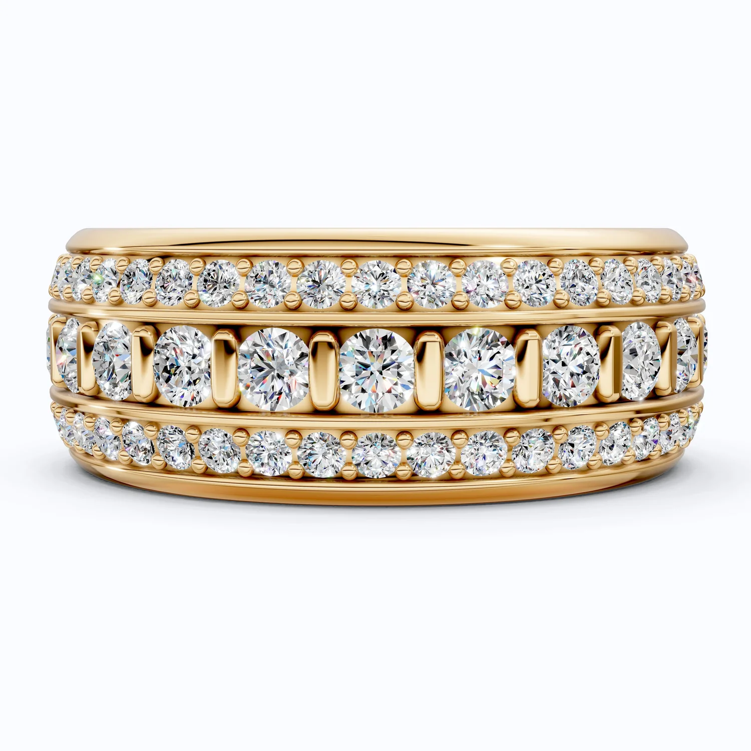 Contemporary Triple Row Eternity Wedding