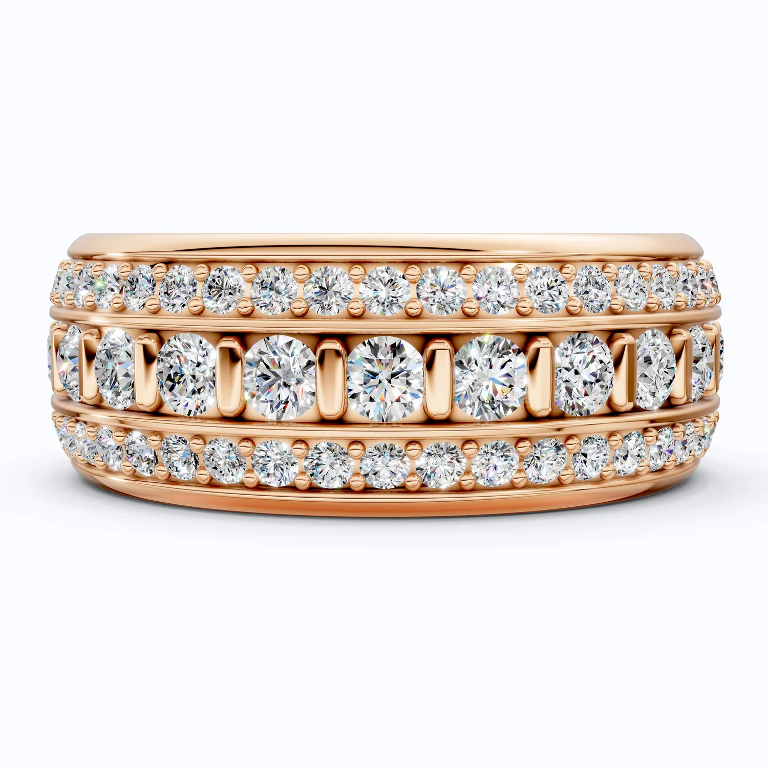 Contemporary Triple Row Eternity Wedding