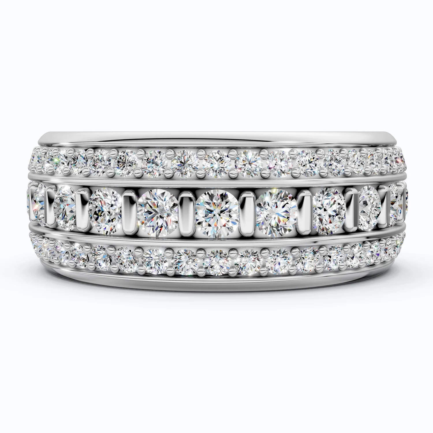 Contemporary Triple Row Eternity Wedding